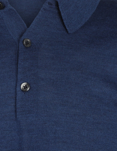 Pullover polo merino wol | Blauw