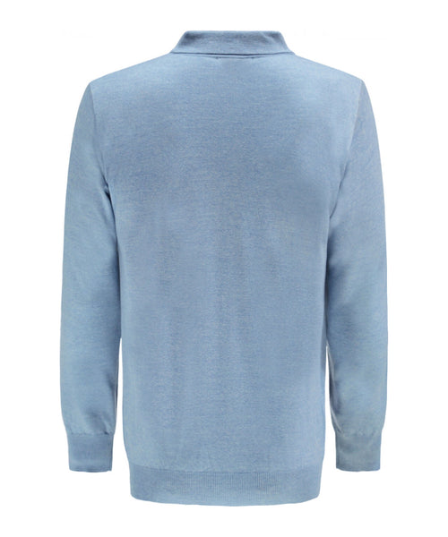 Pullover polo merino wol | Licht Blauw