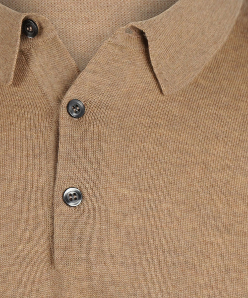 Pullover polo merino wol | Bruin