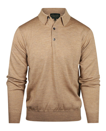 Pullover polo merino wol | Bruin