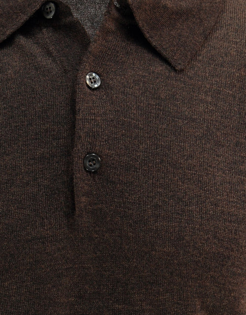 Pullover polo merino wol | Donker Bruin