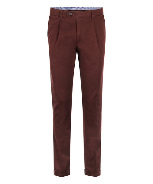 Pantalon Blackpool Bandplooi met Omslag | Bordeaux Rood