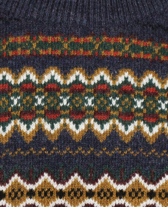 Barbour Pullover Fairisle Ronde Hals | Navy Blauw