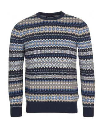 Barbour Pullover Fairisle Ronde Hals | Nacht Blauw