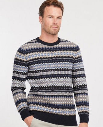Barbour Pullover Fairisle Ronde Hals | Nacht Blauw
