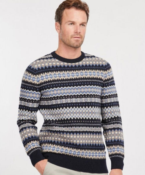 Barbour Pullover Fairisle Ronde Hals | Nacht Blauw