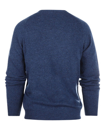Pullover klassiek Lamswol v-hals | Blauw