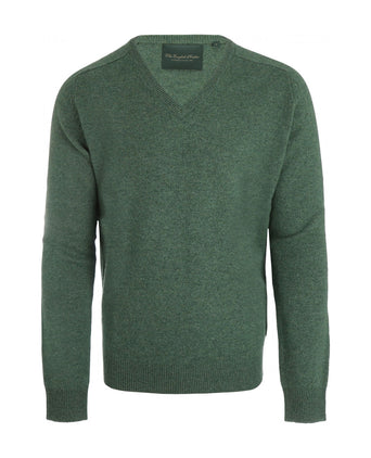Pullover klassiek Lamswol v-hals | Groen