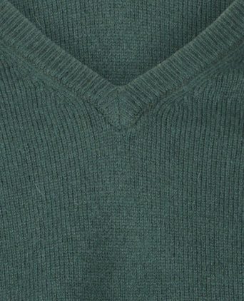 Pullover klassiek Lamswol v-hals | Groen