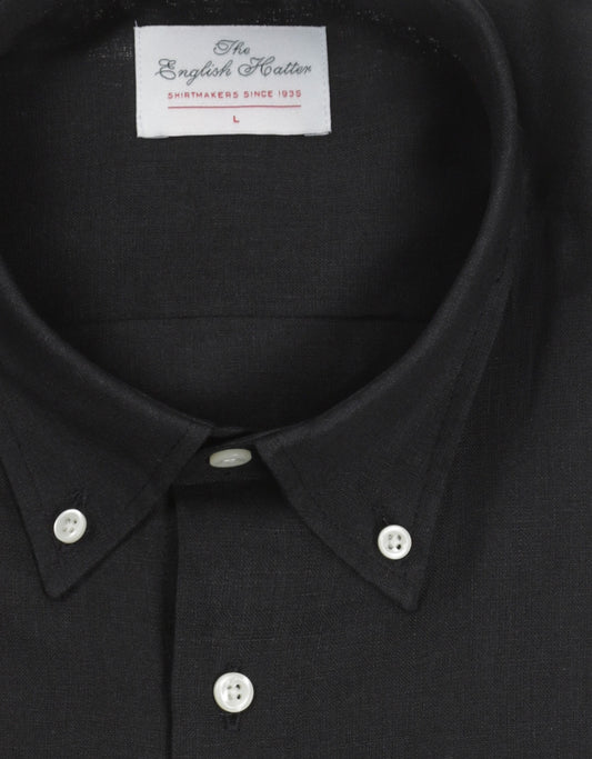 Shirt linen long sleeves | Black