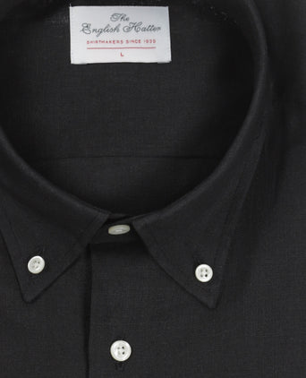 Overhemd linnen lange mouwen | Zwart