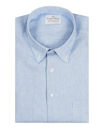 Overhemd linnen lange mouwen | Blauw