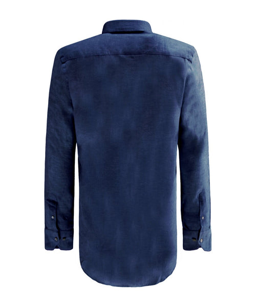 Overhemd linnen lange mouwen | Navy Blauw