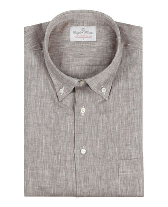 Overhemd linnen lange mouwen | Bruin