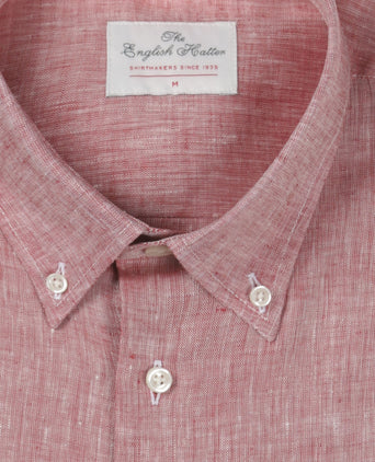 Overhemd linnen lange mouwen | Bordeaux Rood