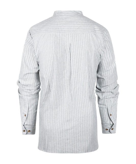 Grandfather Shirt | Lichtgrijs/Wit streep