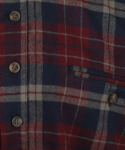 Grandfather Shirt | Navy/Rood/Beige ruit