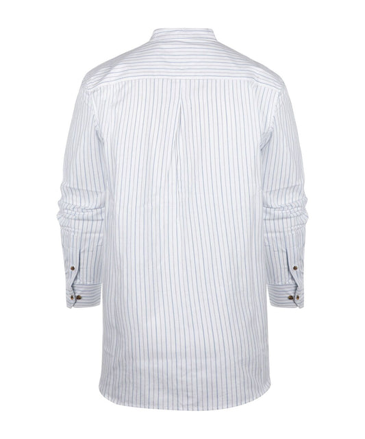 Grandfather Shirt | Wit/Navy/Grijs mini streep
