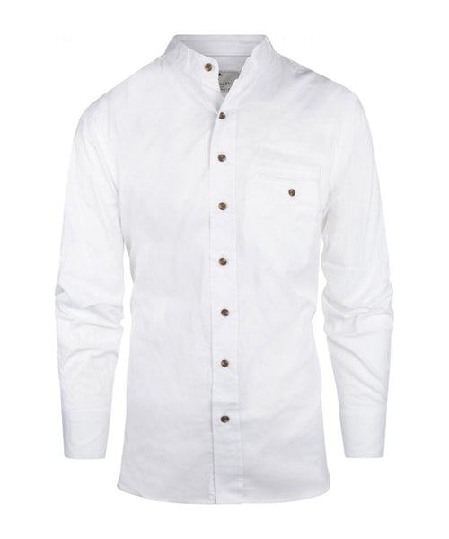 Overhemd Grandfather Shirt linnen | Wit