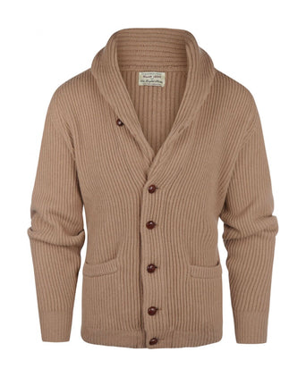 William Lockie Knoop Vest Sjaalkraag | Camel