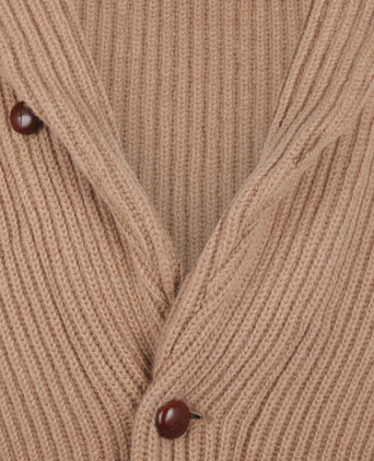 William Lockie Knoop Vest Sjaalkraag | Camel