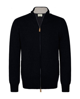 William Lockie Rits Vest Lamswol | Navy Blauw