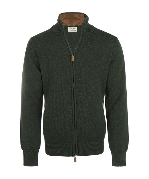 William Lockie Rits Vest Lamswol | Groen