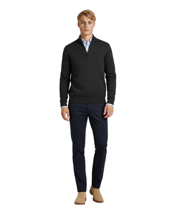 Pullover Merinowol ritskraag | Charcoal