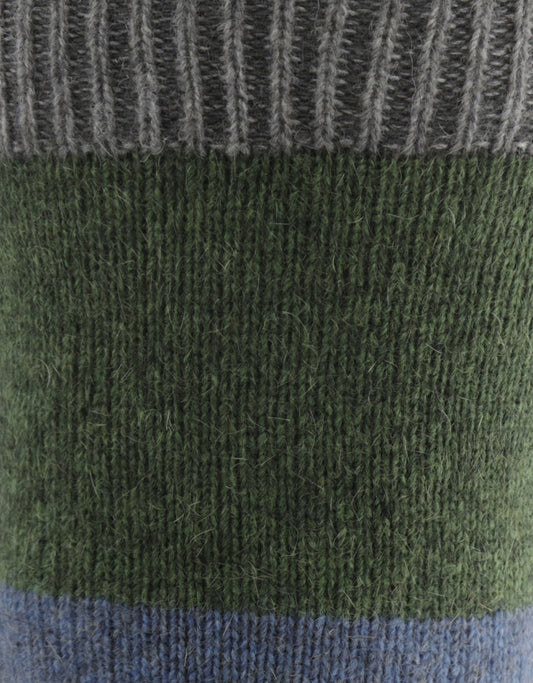 Hoop Stripe Sock | Groen/Blauw/Grijs brede streep