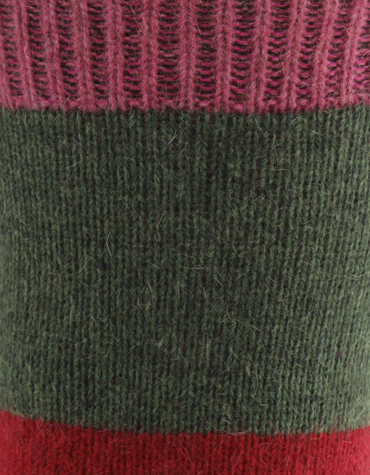 Hoop Stripe Sock | Groen/Rood/Roze brede streep