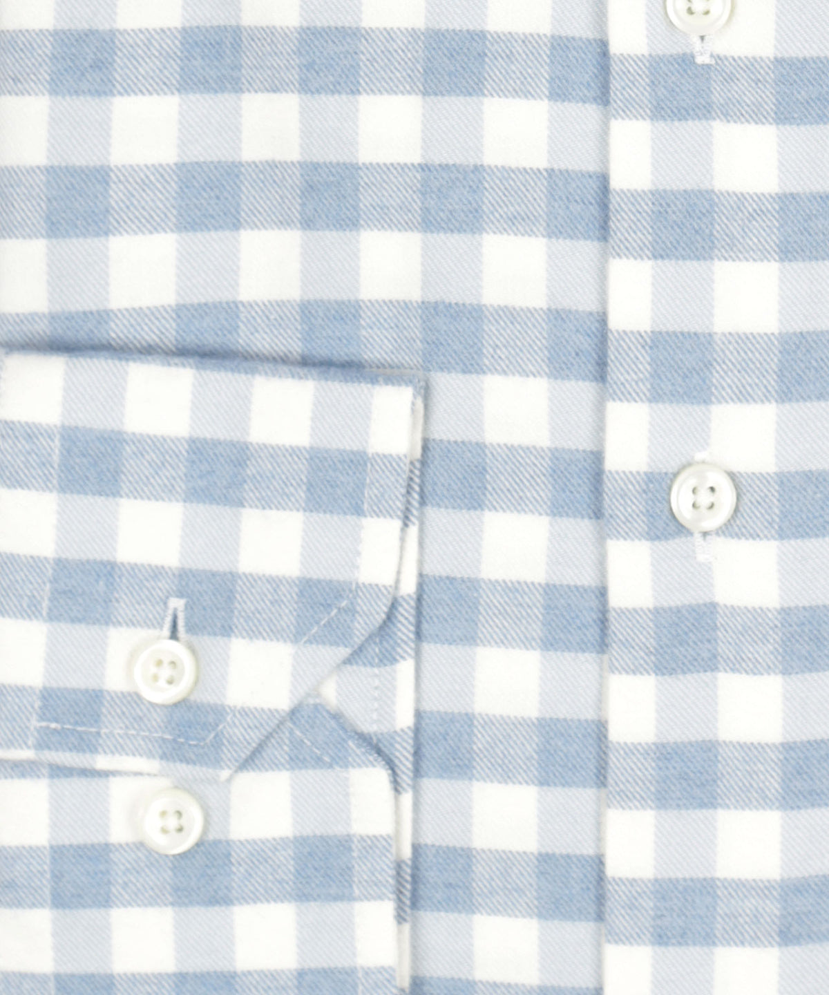 Brushed Cotton Shirt Button Down | Wit Lichtblauw Ruit
