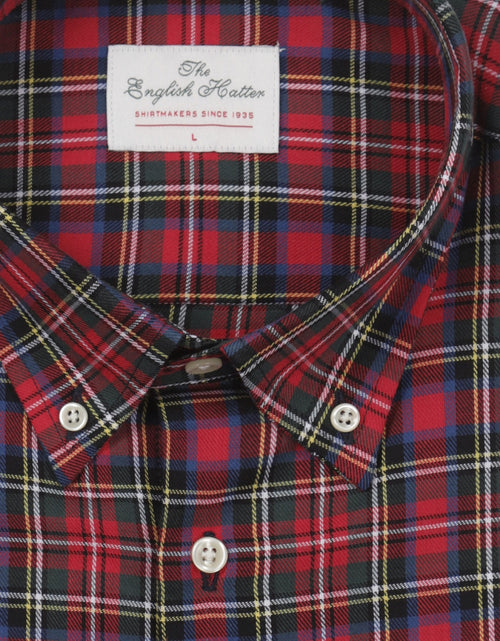 Flannel overhemd button down regular fit | Rood
