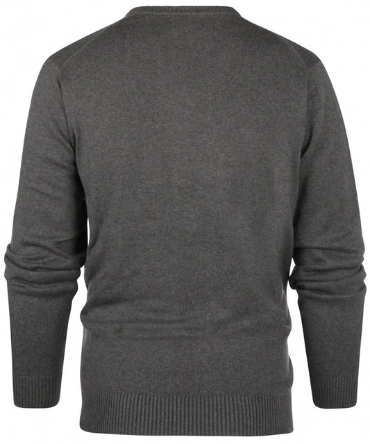 Baumwollpullover mit V-Ausschnitt | Grau