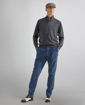 Pullover katoen v-hals | Antraciet Grijs