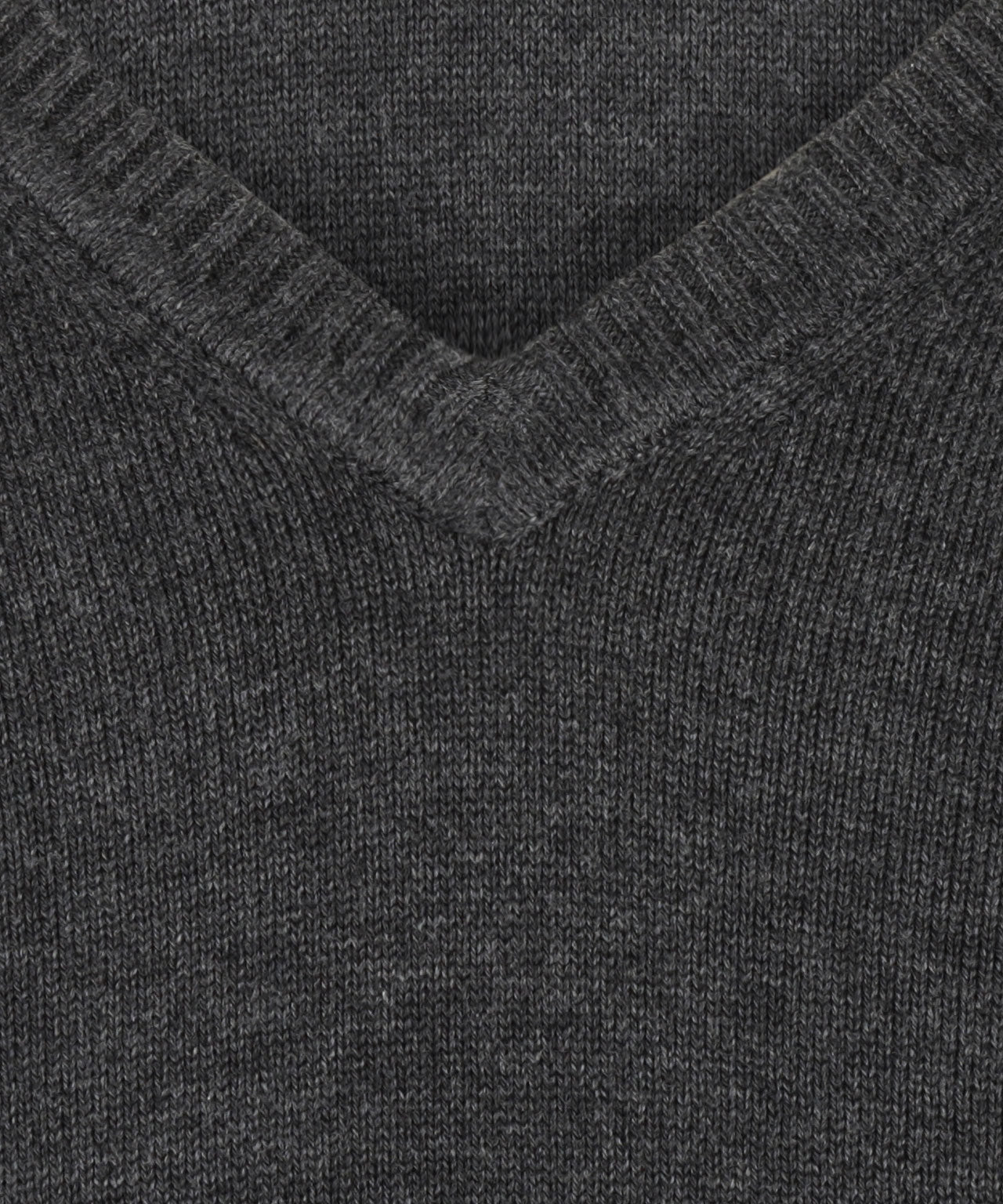 Katoenen V-Hals Pullover | Charcoal