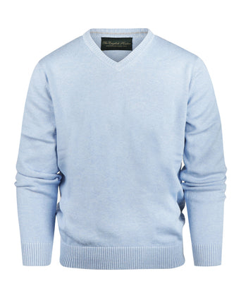 Pullover katoen v-hals | Blauw
