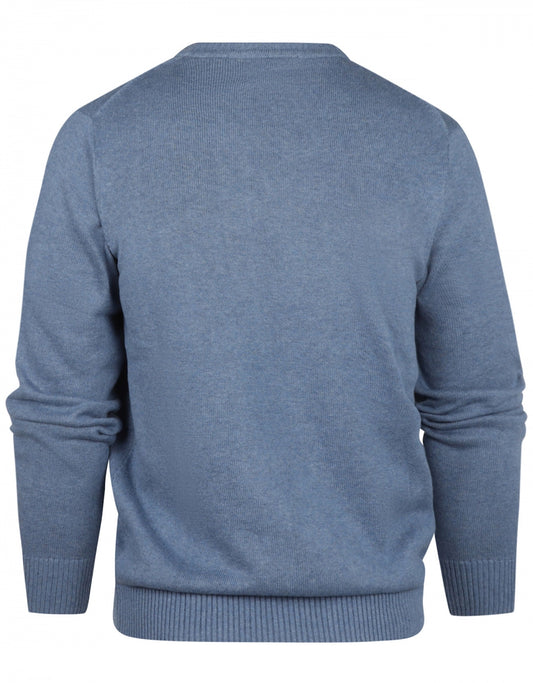 Baumwollpullover mit V-Ausschnitt | Blau