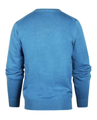 Pullover katoen v-hals | Blauw