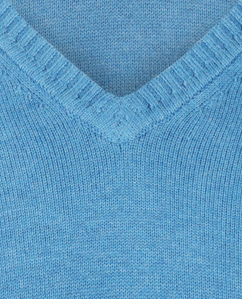 Pullover katoen v-hals | Blauw