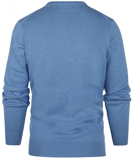 Baumwollpullover mit V-Ausschnitt | Blau