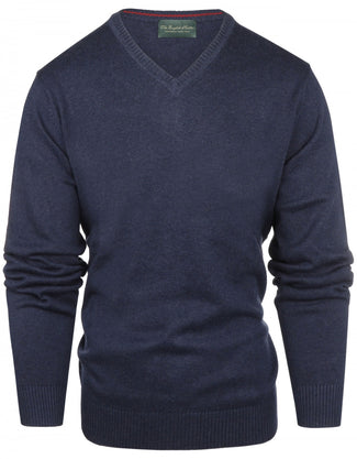 Pullover katoen v-hals | Navy Blauw