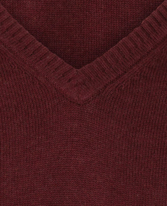 Pullover katoen v-hals | Bordeaux Rood