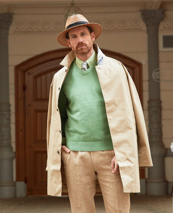 Pullover katoen v-hals | Groen