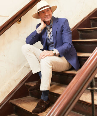 Linnen Colbert | Blauw Linnen Colbert | Blauw