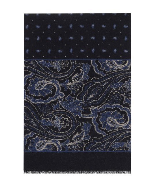 Zijden sjaal | Paisley Navy/Blauw