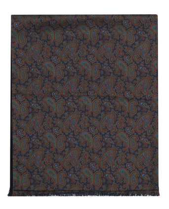 Zijden sjaal met wollen tegenvoering | Blauw