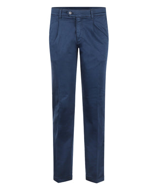 Pantalon Boston Bandplooi en Omslag | Blauw Pantalon Boston Bandplooi en Omslag | Blauw