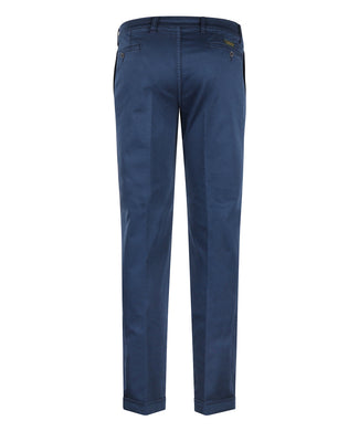 Pantalon Boston Bandplooi en Omslag | Blauw Pantalon Boston Bandplooi en Omslag | Blauw