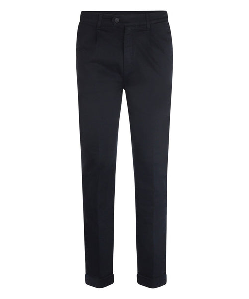 Pantalon Boston Bandplooi en Omslag | Navy Blauw