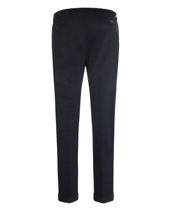 Pantalon Boston Bandplooi en Omslag | Navy Blauw